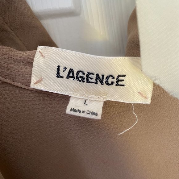 L'AGENCE Rita Drape-Front Faux-Wrap Silk Blouse NUDE - Picture 9 of 13